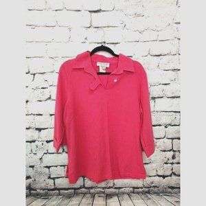 Vintage Brownstone Studio Womens Vneck Top, Pink, Size Medium